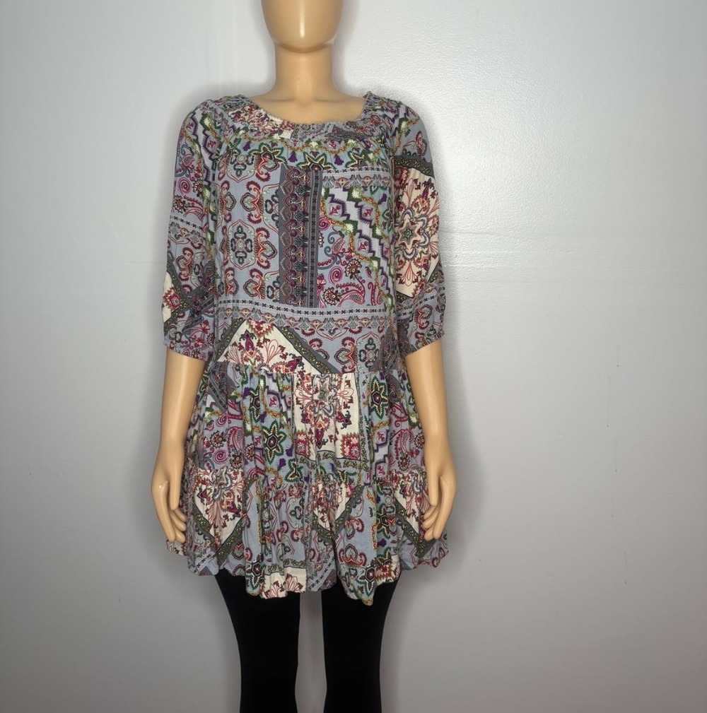 Lascana Women's Multicolor 3/4 Sleeves Patterned  Dress Size 8/10